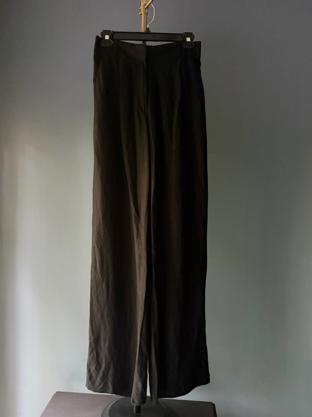 H&M Black Wide-Leg Linen Blend Trousers